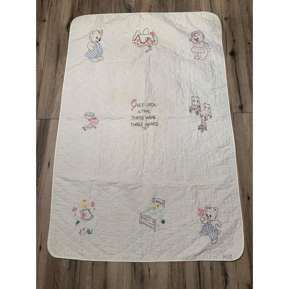 Handmade Once Upon a Time There Were Three Bears Quilted HandStitched Needle Poi